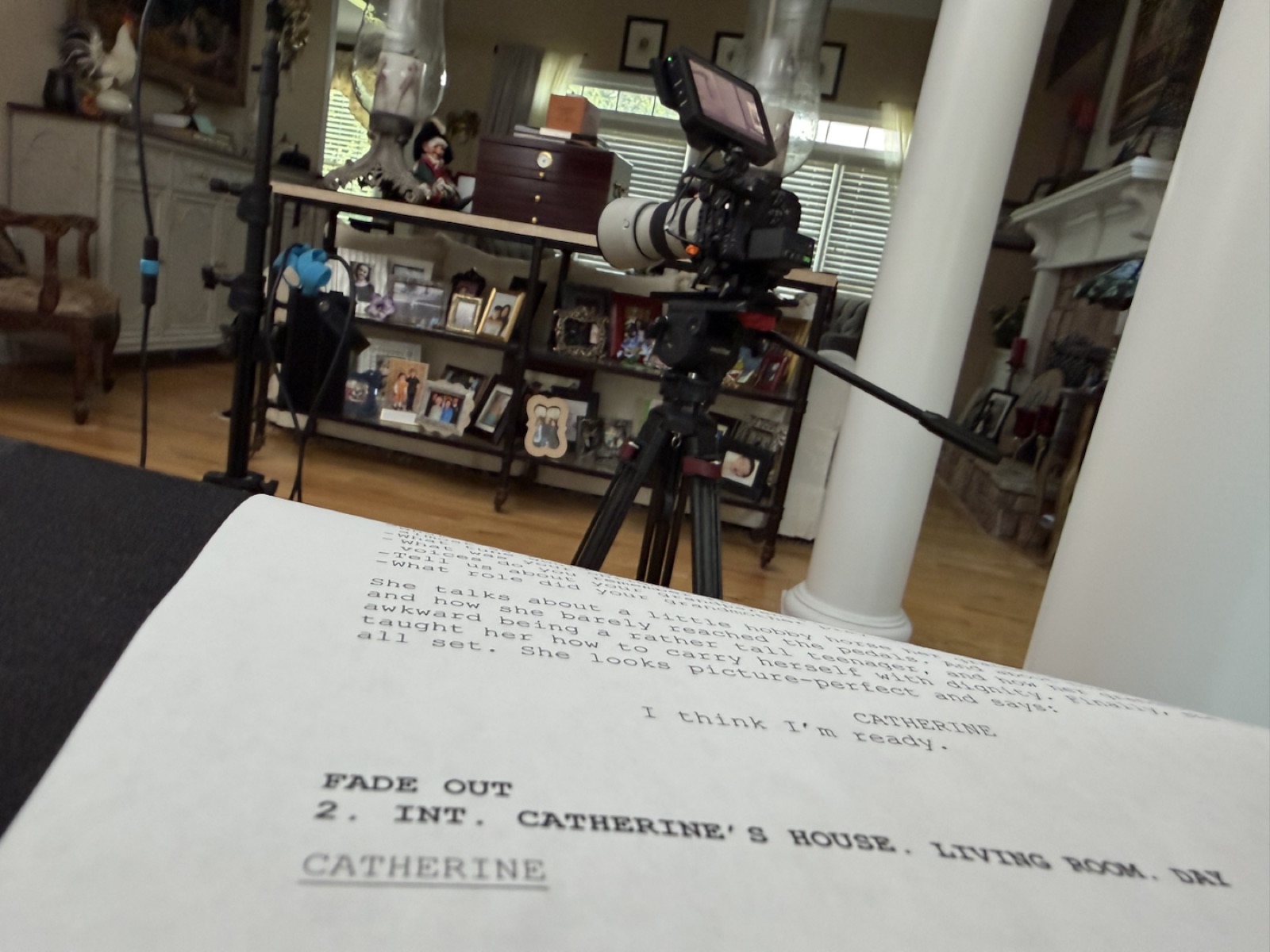 Script pages and cameras prepared for filming